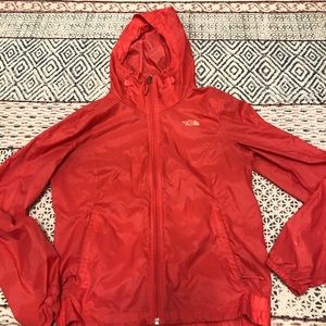North face wind breaker reddish orange